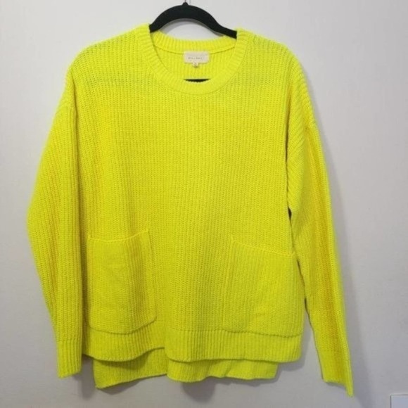 Melloday Neon Yellow Cowl Neck Knit Sweater M - Picture 2 of 6